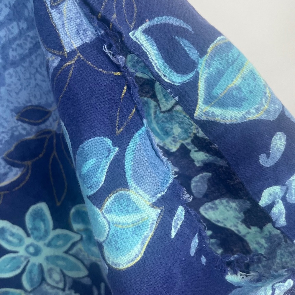 Vintage Floral House Dress Womens XS Blue Cotton Muu Muu Lounger Boho - Picture 7 of 11